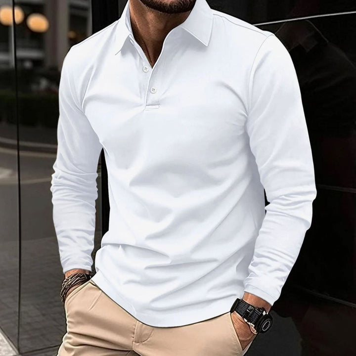 Warner | Men's Classic Long-Sleeve Slim-Fit Polo Shirt