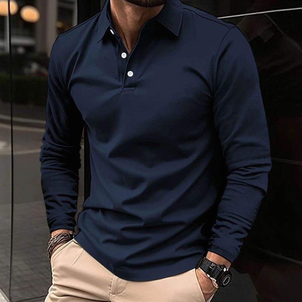 Warner | Men's Classic Long-Sleeve Slim-Fit Polo Shirt