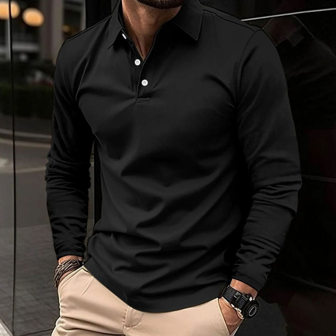 Warner | Men's Classic Long-Sleeve Slim-Fit Polo Shirt