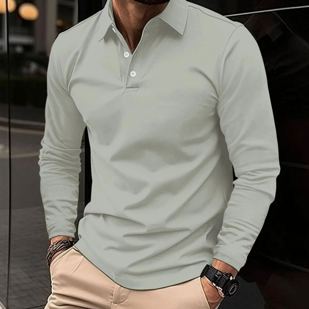 Warner | Men's Classic Long-Sleeve Slim-Fit Polo Shirt