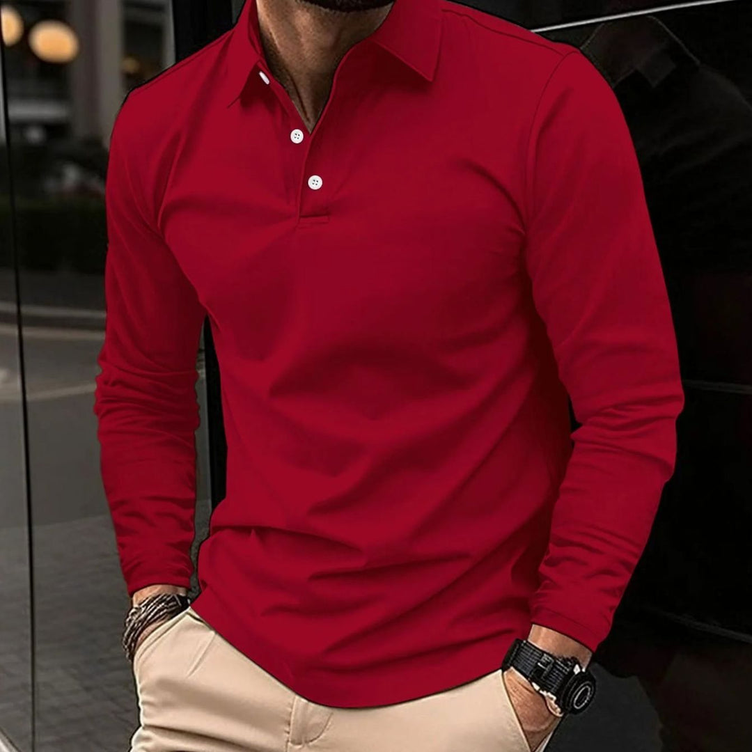 Warner | Men's Classic Long-Sleeve Slim-Fit Polo Shirt