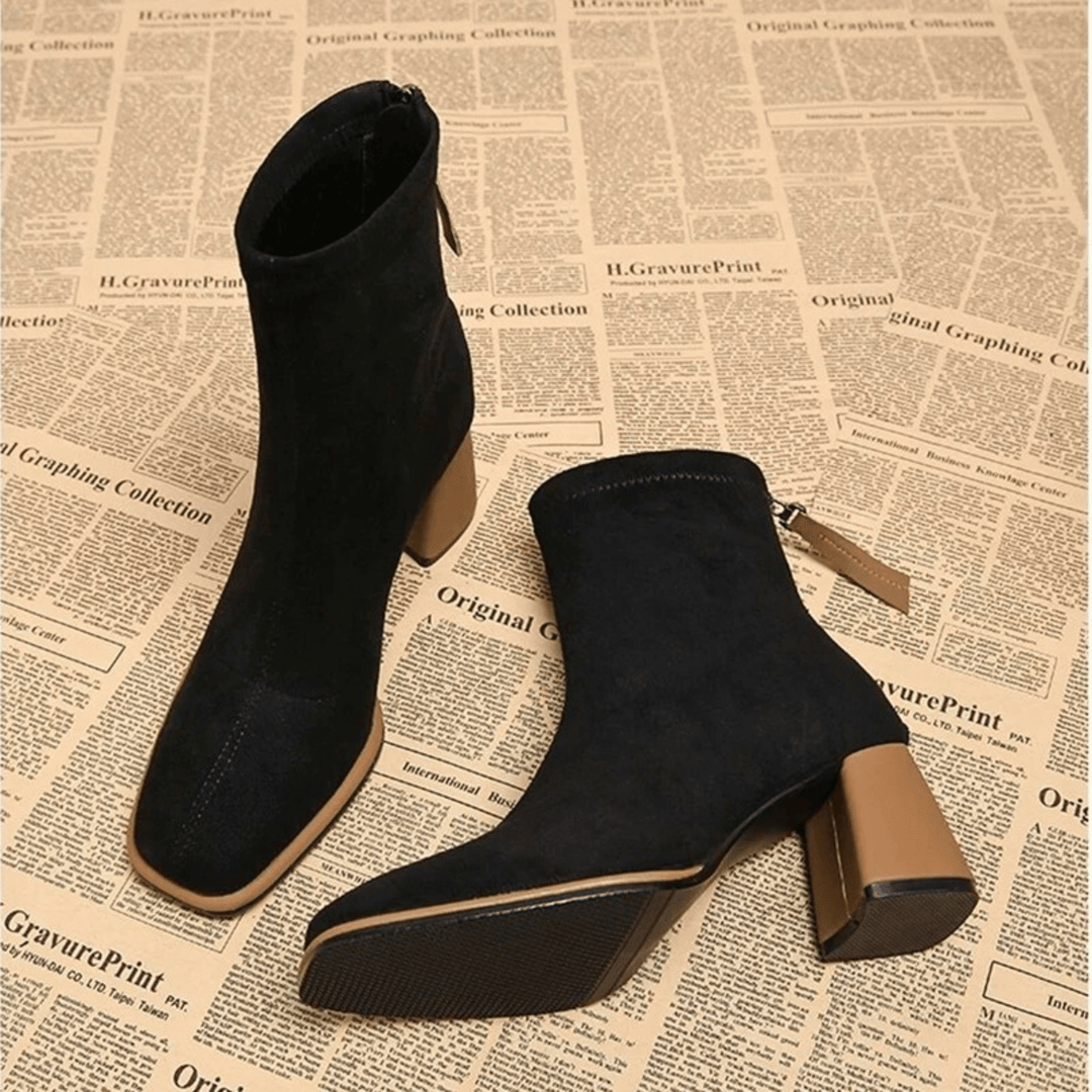 Boots For Women | Rear Zipper Detail Block Heel