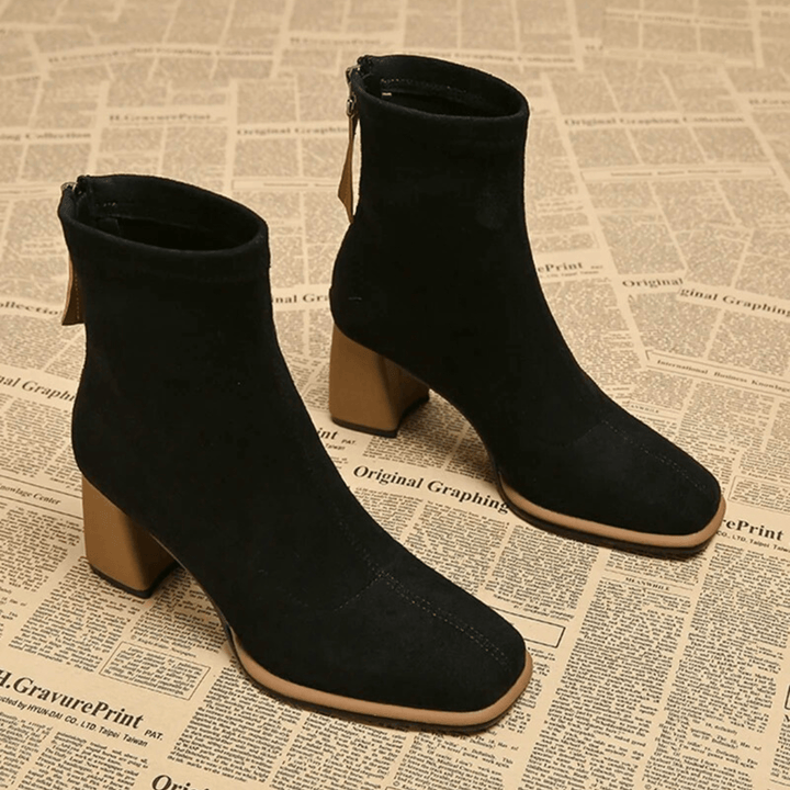 Boots For Women | Rear Zipper Detail Block Heel