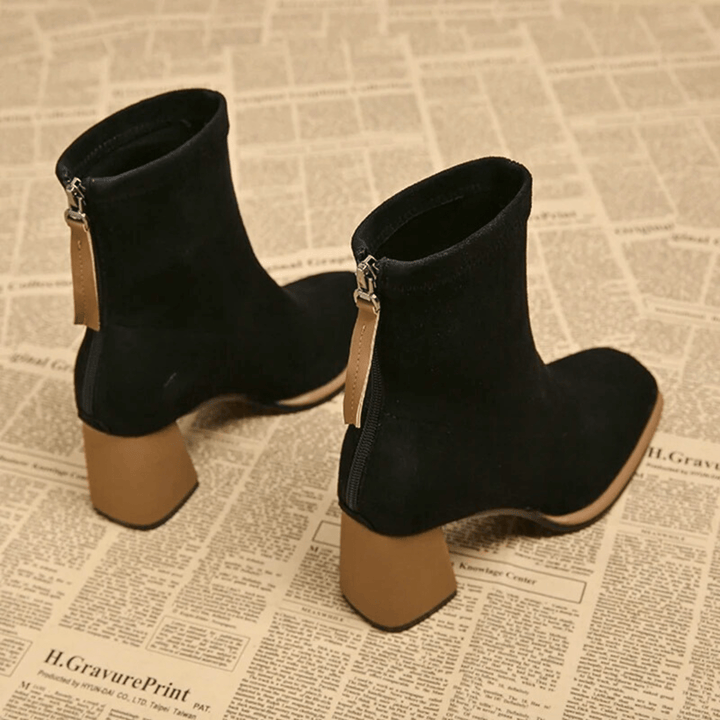 Boots For Women | Rear Zipper Detail Block Heel