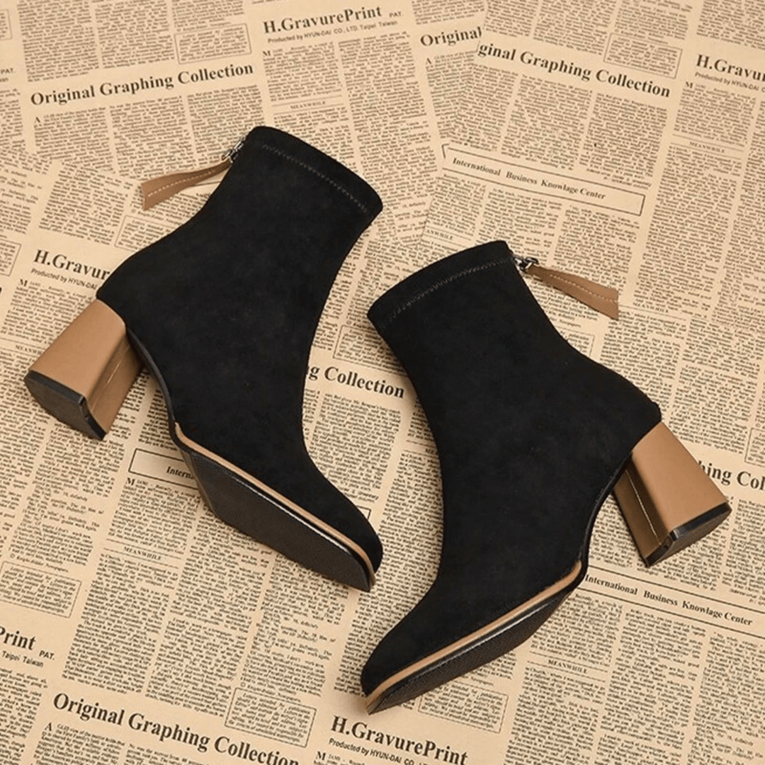 Boots For Women | Rear Zipper Detail Block Heel