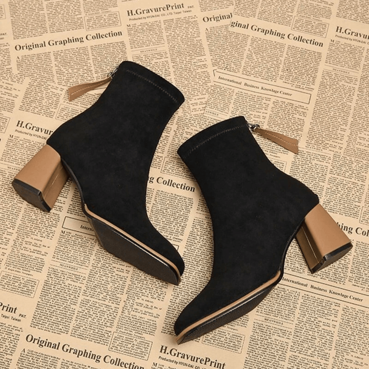 Boots For Women | Rear Zipper Detail Block Heel