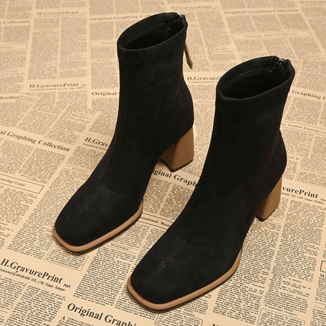 Boots For Women | Rear Zipper Detail Block Heel
