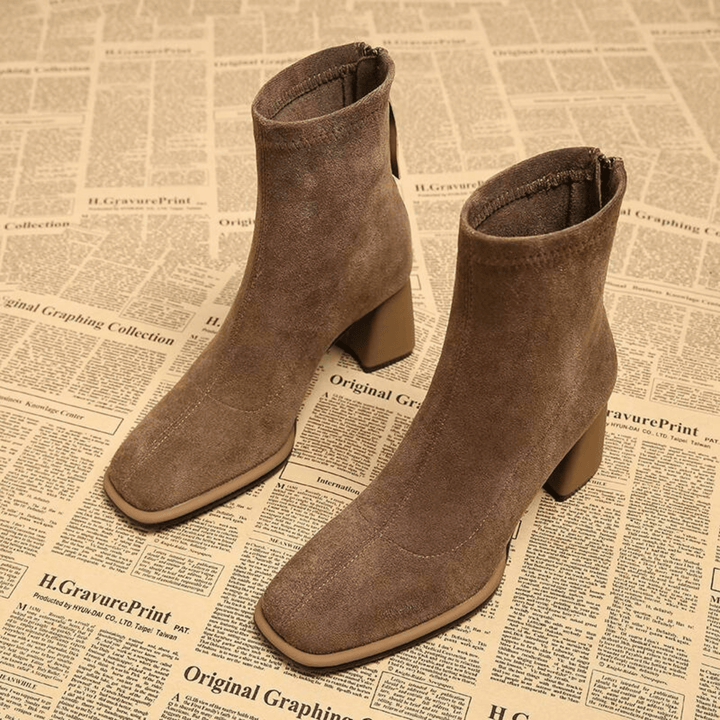 Boots For Women | Rear Zipper Detail Block Heel