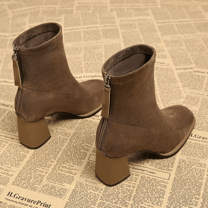 Boots For Women | Rear Zipper Detail Block Heel