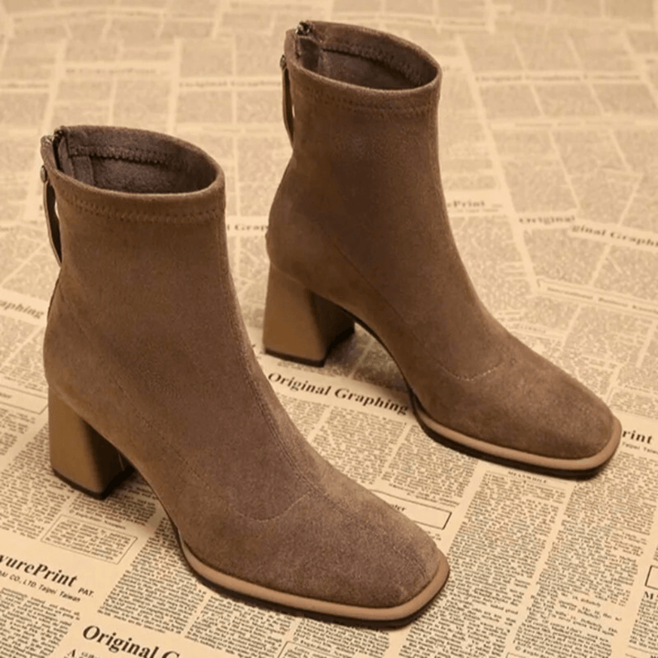 Boots For Women | Rear Zipper Detail Block Heel