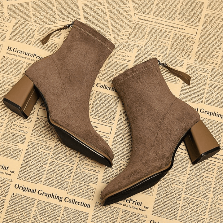 Boots For Women | Rear Zipper Detail Block Heel