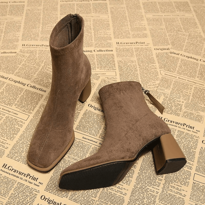 Boots For Women | Rear Zipper Detail Block Heel
