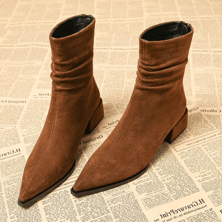 Boots For Women | Folded Upper Detail Pointed Toe